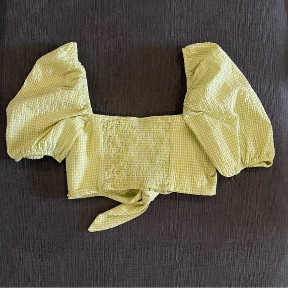 NWT Zara Green and White Gingham Check Crop Top - Size XS - Picture 3 of 7